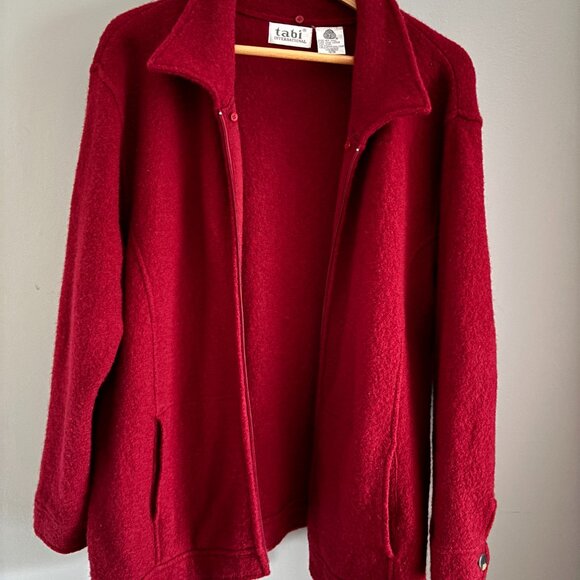 Ruby Red Felted Wool Chore Jacket - Picture 6 of 8